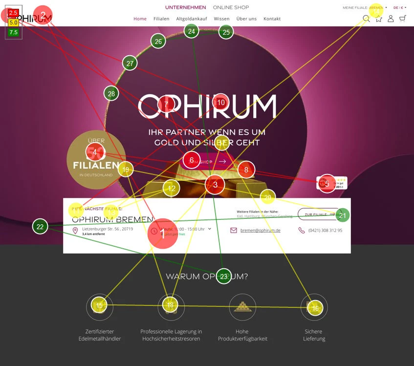 Eye-Tracking Beispiel anhand einer Finanz-Webseite