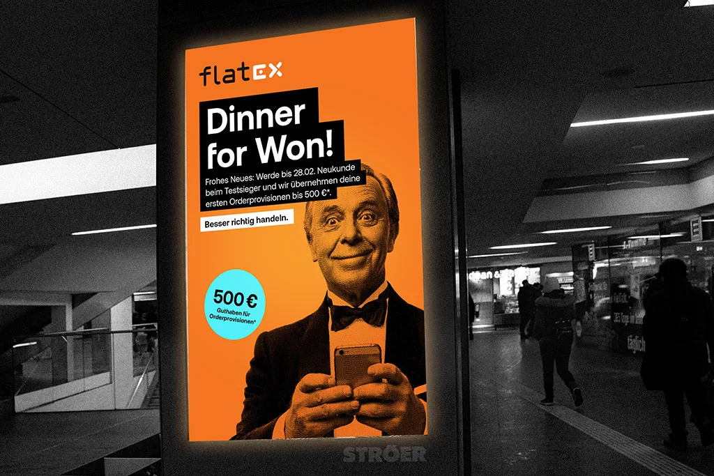 Flatex DOOH Kampagne Dinner for Won