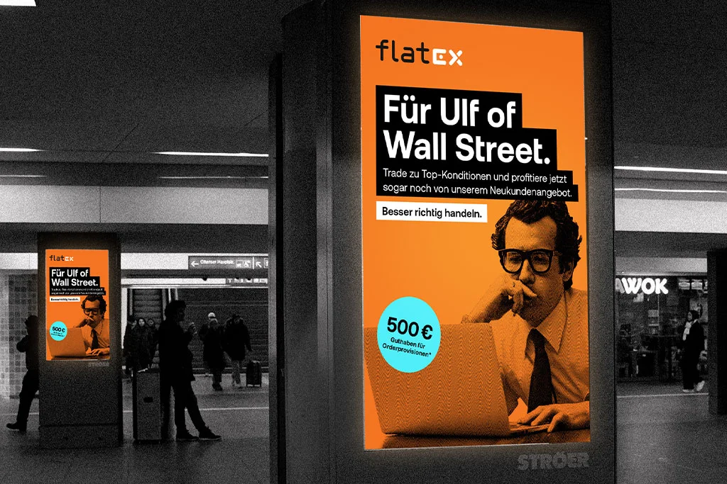 Flatex DOOH Kampagne Ulf of Wall Street